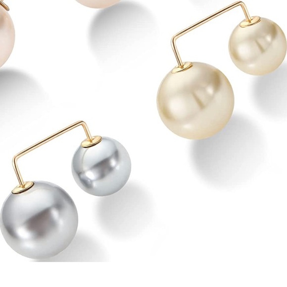 2 Pieces Faux Pearl Brooch Pins Neckline Safety Pins Sweater Shawl - Picture 1 of 11